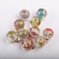 Glass Pendants, with Dried Flower, Round & DIY 15*20mm 
