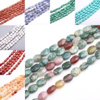 Mixed Gemstone Beads, Natural Stone, Flat Oval, polished & DIY & faceted 8*13mm 