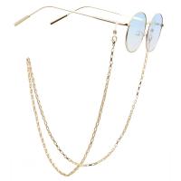 Brass Glasses Chain, 18K gold plated, anti-skidding & glass pattern design, golden, 760mm 