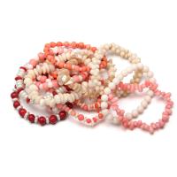 Synthetic Coral Bracelets, with pearl, Donut, fashion jewelry 180-190mm 