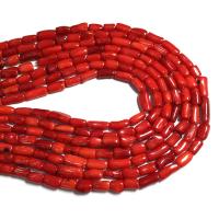 Mélange de perles de corail naturels, corail synthétique, pilier, DIY, rouge, 5x10- Vendu par brin