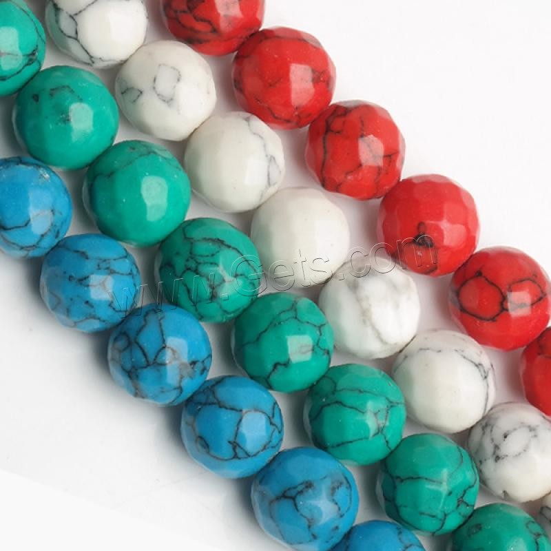 Dyed Natural Turquoise Beads, Round, polished, different size for choice & faceted, more colors for choice, Length:Approx 14 Inch, Sold By Strand