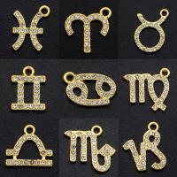 Zinc Alloy Constellation Pendant, 12 Signs of the Zodiac, Zodiac symbols jewelry & for woman & with rhinestone 13-15mm 