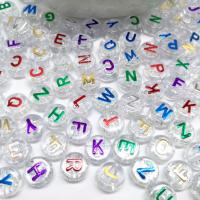 Acrylic Alphabet Beads, Round, DIY & with letter pattern 6*10mm Approx 2mm 