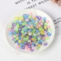 Acryl Alphabet Perlen, rund, DIY & Gellee Stil & satiniert, gemischte Farben, 4*7mm, Bohrung:ca. 1.8mm, verkauft von Tasche