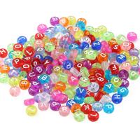 Acrylic Alphabet Beads, Round, DIY & transparent & with letter pattern 4*7mm Approx 1.8mm 