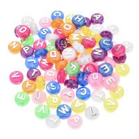 Acryl Alphabet Perlen, rund, DIY & glänzend, farbenfroh, 6*10mm, Bohrung:ca. 2mm, verkauft von Tasche