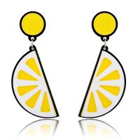 Acryl Tropfen Ohrring, für Frau, gelb, 73mm, verkauft von Paar