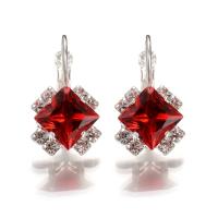 Zinc Alloy Leverback Earring, plated, for woman & with rhinestone 