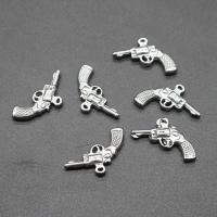 Stainless Steel Pendants, Gun, plated, DIY, silver color, 22*16*3.5mm Approx 1mm 