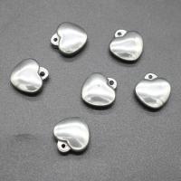 pendentifs de cœur en inox , acier inoxydable, coeur, Placage, DIY, argent, 16*17*6mm Environ 1mm Vendu par sac