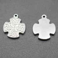 Stainless Steel Cross Pendants, plated, DIY, silver color, 16*19*2mm Approx 1mm 