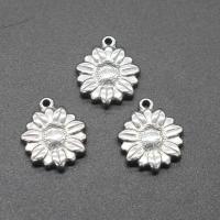 Stainless Steel Flower Pendant, plated, DIY, silver color, 15*18*3mm Approx 1mm 