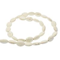 Howlite Beads, Flat Oval, Carved, DIY, white 
