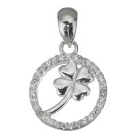 Cubic Zirconia Micro Pave Sterling Silver Pendant, Mixed Material, with 925 Sterling Silver, Round, plated & micro pave cubic zirconia & hollow Approx 
