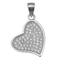 Cubic Zirconia Micro Pave Sterling Silver Pendant, Mixed Material, Heart, plated & micro pave cubic zirconia Approx 