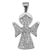 Cubic Zirconia Micro Pave Sterling Silver Pendant, Mixed Material, Angel, plated & micro pave cubic zirconia Approx 