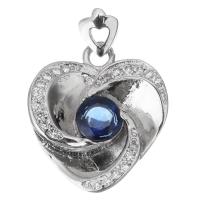 Cubic Zirconia Micro Pave Sterling Silver Pendant, Mixed Material, Heart, plated & micro pave cubic zirconia Approx 2mm 