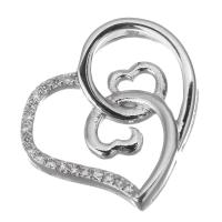 Cubic Zirconia Micro Pave Sterling Silver Pendant, Mixed Material, Heart, plated & micro pave cubic zirconia & hollow Approx 