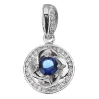 Cubic Zirconia Micro Pave Sterling Silver Pendant, Mixed Material, plated & micro pave cubic zirconia Approx 