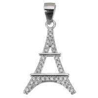 Cubic Zirconia Micro Pave Sterling Silver Pendant, Mixed Material, plated & micro pave cubic zirconia & hollow Approx 