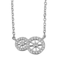 Cubic Zircon Micro Pave Sterling Silver Necklace, Mixed Material, with 2 inch extender chain, plated & micro pave cubic zirconia & for woman & hollow 1.5mm Approx 15 Inch 