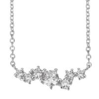 Cubic Zircon Micro Pave Sterling Silver Necklace, Mixed Material, with 2 inch extender chain, plated & micro pave cubic zirconia & for woman 1.5mm Approx 15 Inch 