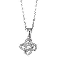 Cubic Zircon Micro Pave Sterling Silver Necklace, Mixed Material, with 1.5 inch extender chain, plated & micro pave cubic zirconia & for woman & hollow 1.2mm Approx 16 Inch 
