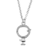 Cubic Zircon Micro Pave Sterling Silver Necklace, Mixed Material, with 1.5 inch extender chain, plated & micro pave cubic zirconia & for woman & hollow 1.2mm Approx 16 Inch 