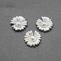 Stainless Steel Jewelry Cabochon, Flower, plated, DIY, silver color, 14*14*1mm 