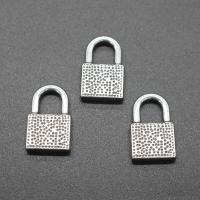Stainless Steel Jewelry Charm, Lock, plated, DIY, silver color, 12*20*5mm Approx 7*7mm 