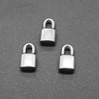 Stainless Steel Jewelry Charm, Lock, plated, DIY, silver color, 8*13*5mm Approx 3*5mm 