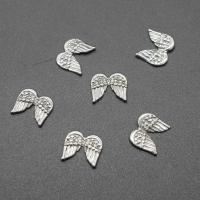 Stainless Steel Jewelry Cabochon, Wing Shape, plated, DIY, silver color, 13*12*1mm 