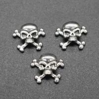 Stainless Steel Jewelry Cabochon, Skull, plated, DIY, silver color, 14*13*4mm 
