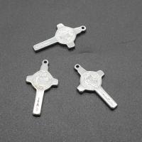 Stainless Steel Key Pendants, Cross, plated, DIY, silver color, 15*28*2mm Approx 1mm 