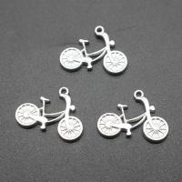 Stainless Steel Pendants, Bike, plated, DIY, silver color, 25*20*2mm Approx 1.5mm 
