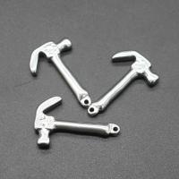 Stainless Steel Pendants, hammer, plated, DIY, silver color, 21*34*4mm Approx 1mm 