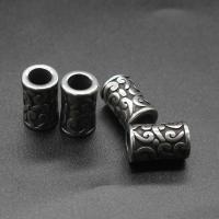 Edelstahl Rohr Perlen, Zylinder, plattiert, DIY, Silberfarbe, 10*15mm, Bohrung:ca. 6mm, 300PCs/Tasche, verkauft von Tasche
