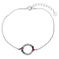 Cubic Zirconia Micro Pave Sterling Silver Bracelet, Mixed Material, with 1 inch extender chain, plated & micro pave cubic zirconia & for woman 1.2mm Approx 6.5 Inch 