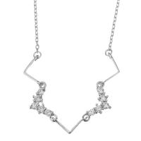 Cubic Zircon Micro Pave Sterling Silver Necklace, Mixed Material, with 3 inch extender chain, plated & micro pave cubic zirconia & for woman  1mm Approx 12 Inch 