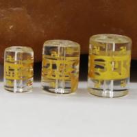 Vernickelt Glasperlen, Glas, Zylinder, geschnitzt, DIY & Golddruck, goldfarben, verkauft von PC