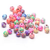 Round Polymer Clay Beads, handmade, folk style & DIY, mixed colors 