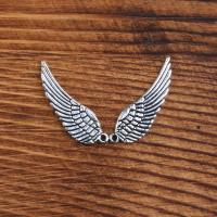 Wing Shaped Zinc Alloy Pendants, plated, vintage & DIY, silver color, 9*30mm 