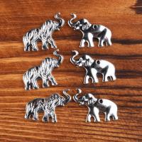 Zinc Alloy Animal Pendants, Elephant, plated, vintage & DIY, silver color, 16*28mm 