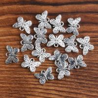 Zinc Alloy Animal Pendants, Butterfly, plated, vintage & DIY, silver color, 11*16mm 