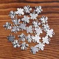 Zinc Alloy Animal Pendants, Butterfly, plated, vintage & DIY, silver color, 13*13mm 