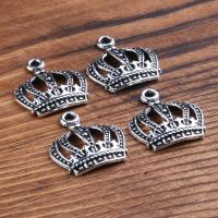 Zinc Alloy Crown Pendants, plated, vintage & DIY, silver color, 20*24mm 