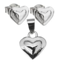 Fashion Sterling Silver Jewelry Sets, Mixed Material, Stud Earring & pendant, Heart, plated & for woman  Approx 
