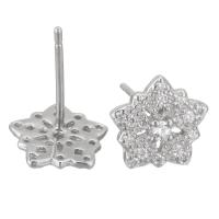 Sterling Silver Stud Earring, Mixed Material, plated & micro pave cubic zirconia 0.5mm 