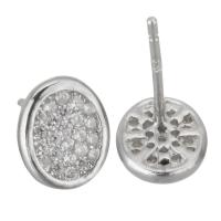 Sterling Silver Stud Earring, Mixed Material, Ellipse, plated & micro pave cubic zirconia & for woman 0.5mm 